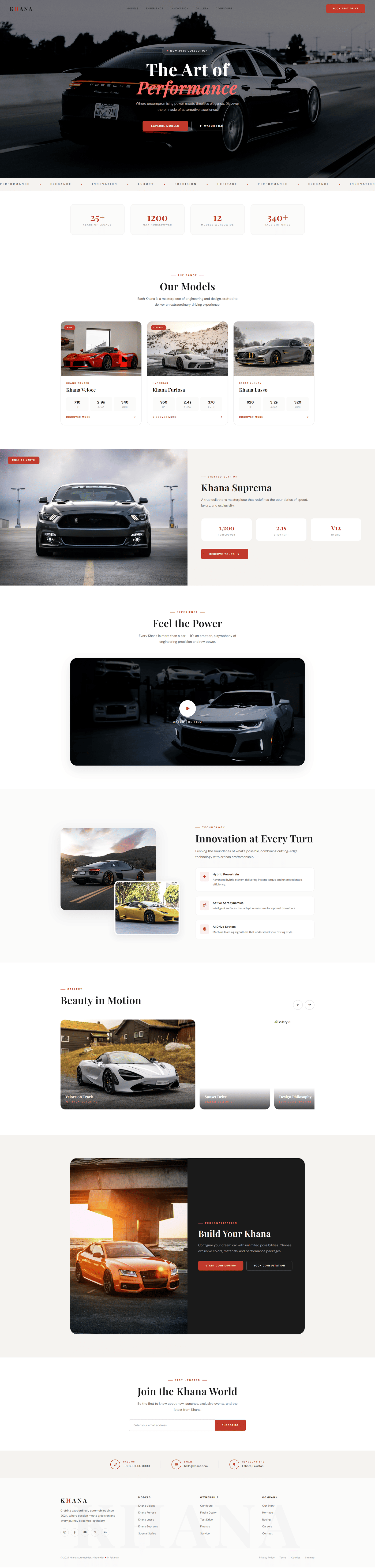 Khana luxury car showroom landing page