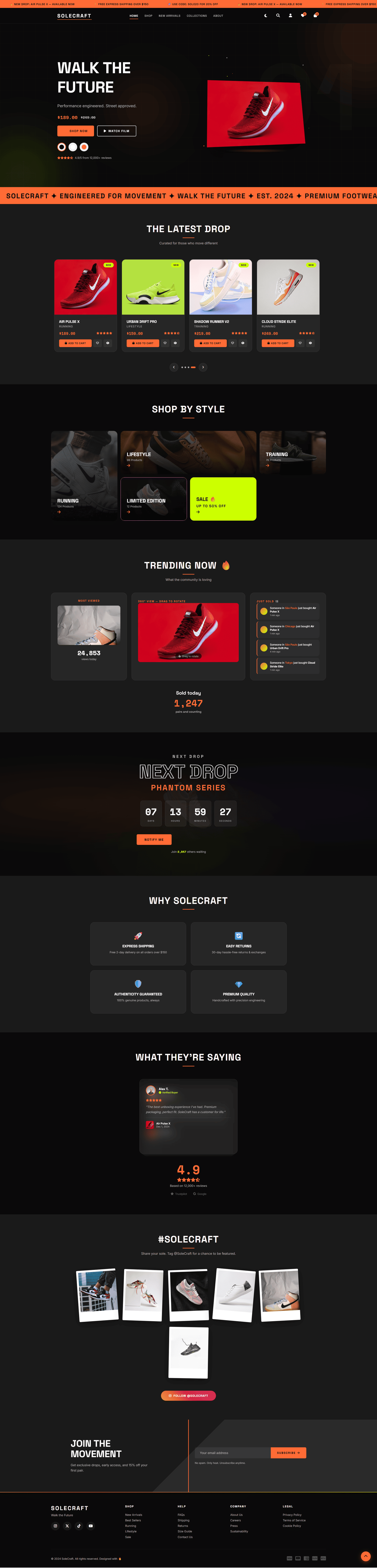 Solecraft shoes ecommerce website